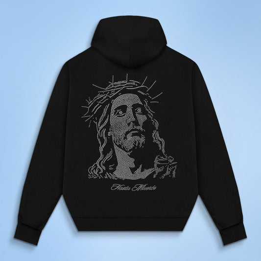 Jesus Rhinestone HW Hoodie - RP F/B