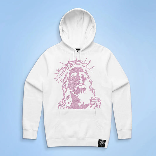 Pink Rhinestone Jesus Hoodie
