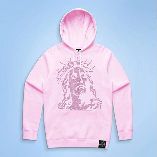 Pink Rhinestone Jesus Hoodie