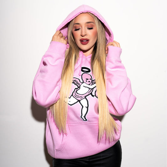 Pink Ski Mask Angel Chenille Patch  Hoodie - HW