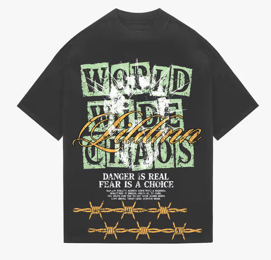 LILDMN - World Wide Chaos - Vintage Black Tee